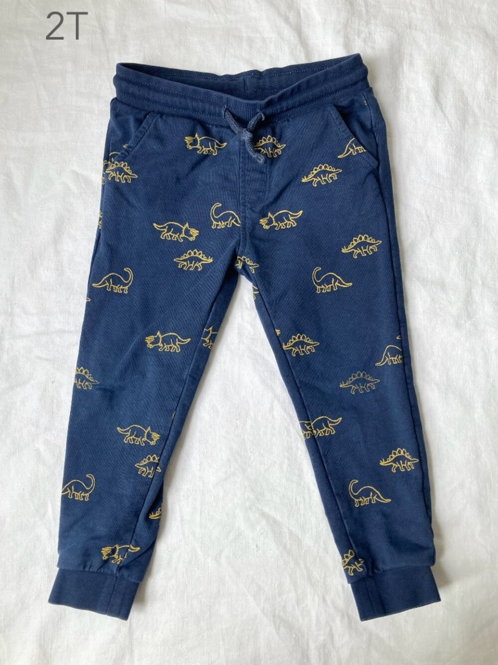 🪴5/$30 2T Marks & Spencer Toddler Blue Yellow Dinosaur Sweatpants Casual